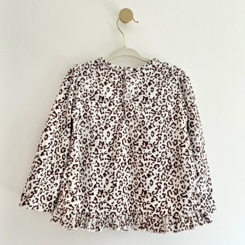 Carter's CHILD OF MINE Leopard Print Fleece Long Sleeve Top Baby Girl 24 Months